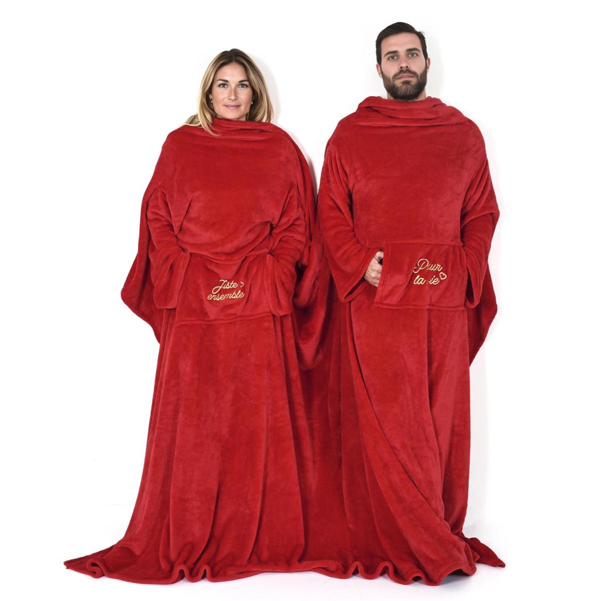 Voir la diapositive 2 : The concept Factory Plaid double  pour la vie  200x254cm rouge