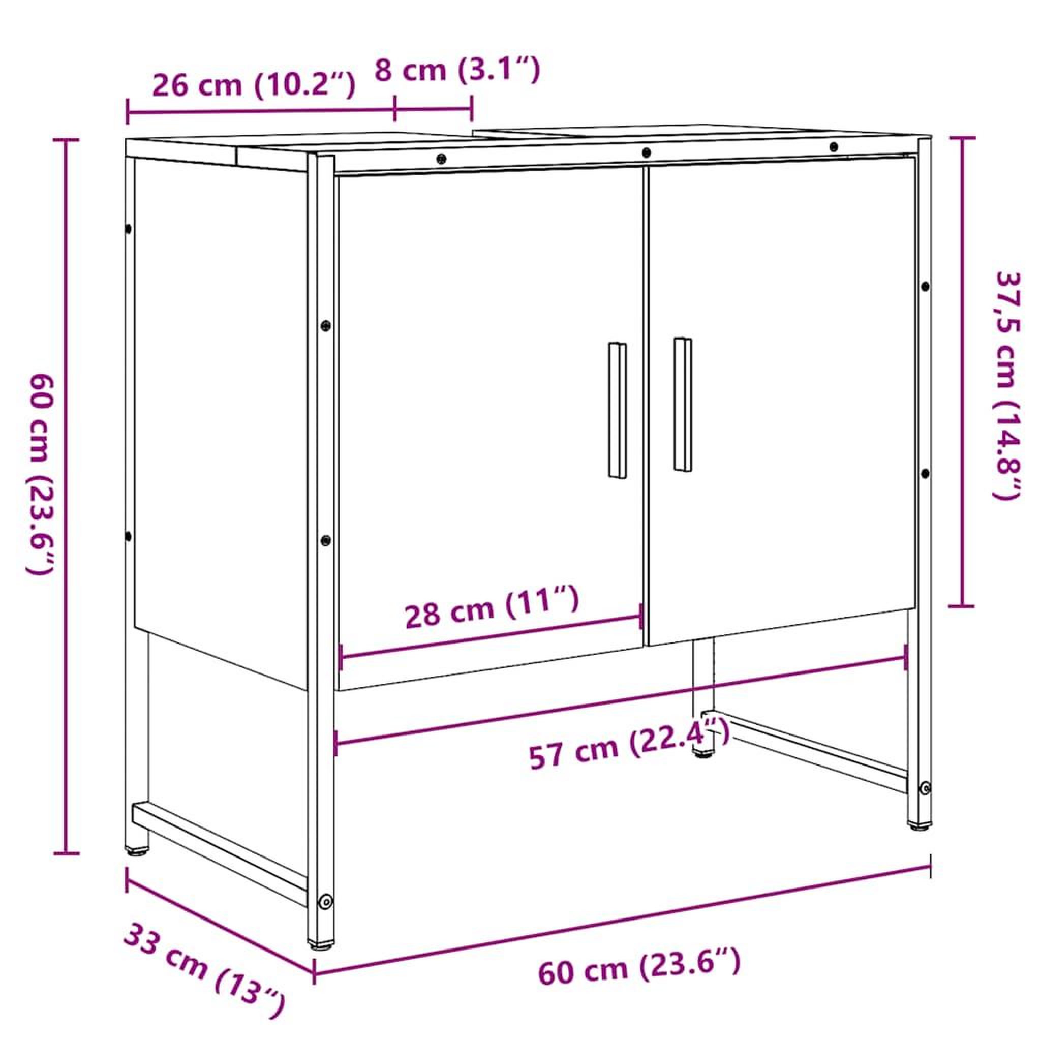 Voir la diapositive 6 : VIDAXL Armoire lavabo de salle de bain vieux bois 60x33x60 cm