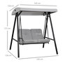 Voir la diapositive 3 : OUTSUNNY Balancelle de jardin 2 places grand confort coussins d'assise et dossier fournis accoudoirs pare-soleil gris