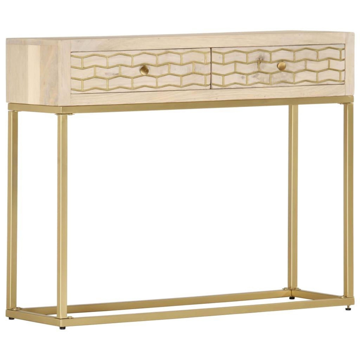 VIDAXL Table console dore 90x30x75 cm bois solide de manguier