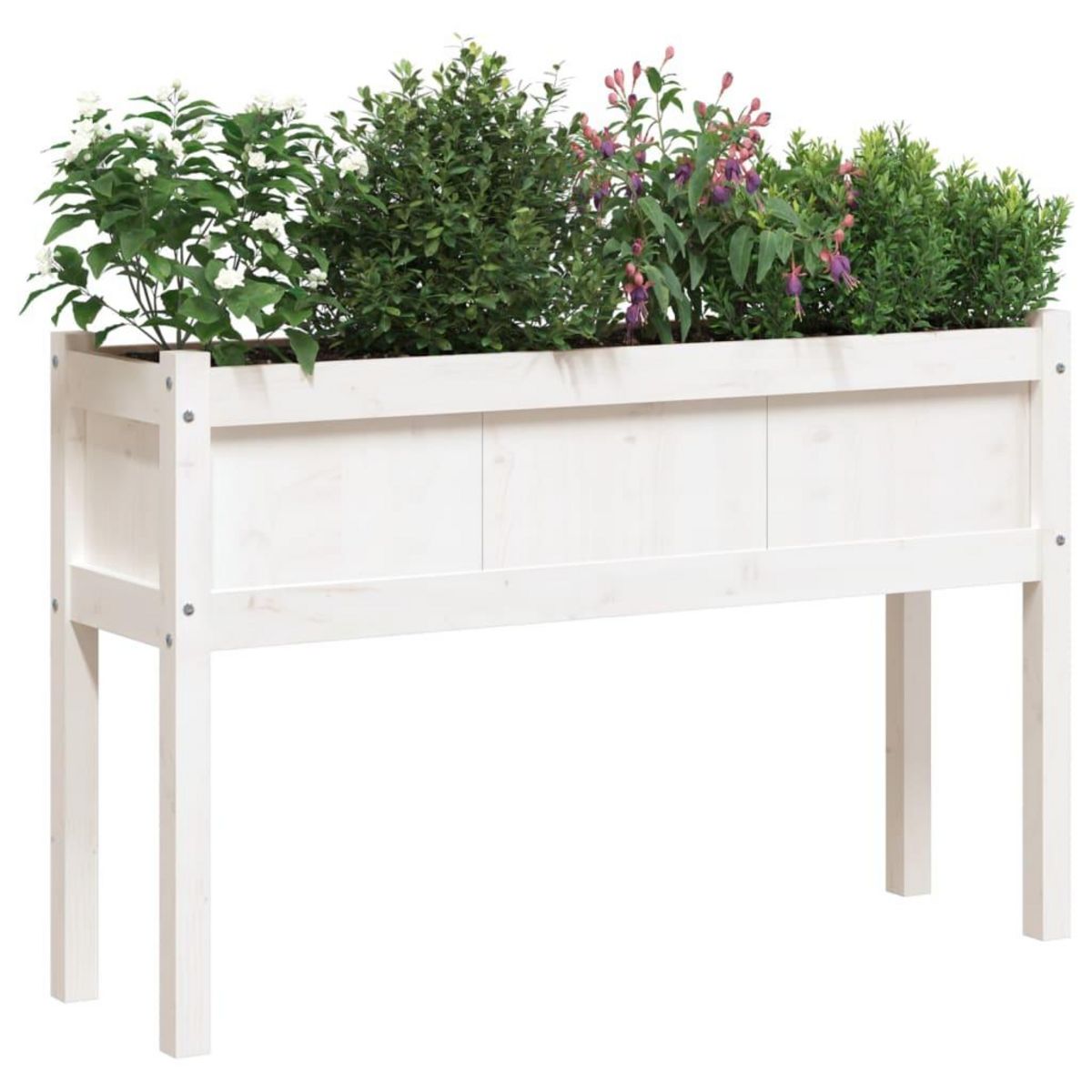 VIDAXL Jardinieres avec pieds blanc 110x31x70 cm bois de pin massif