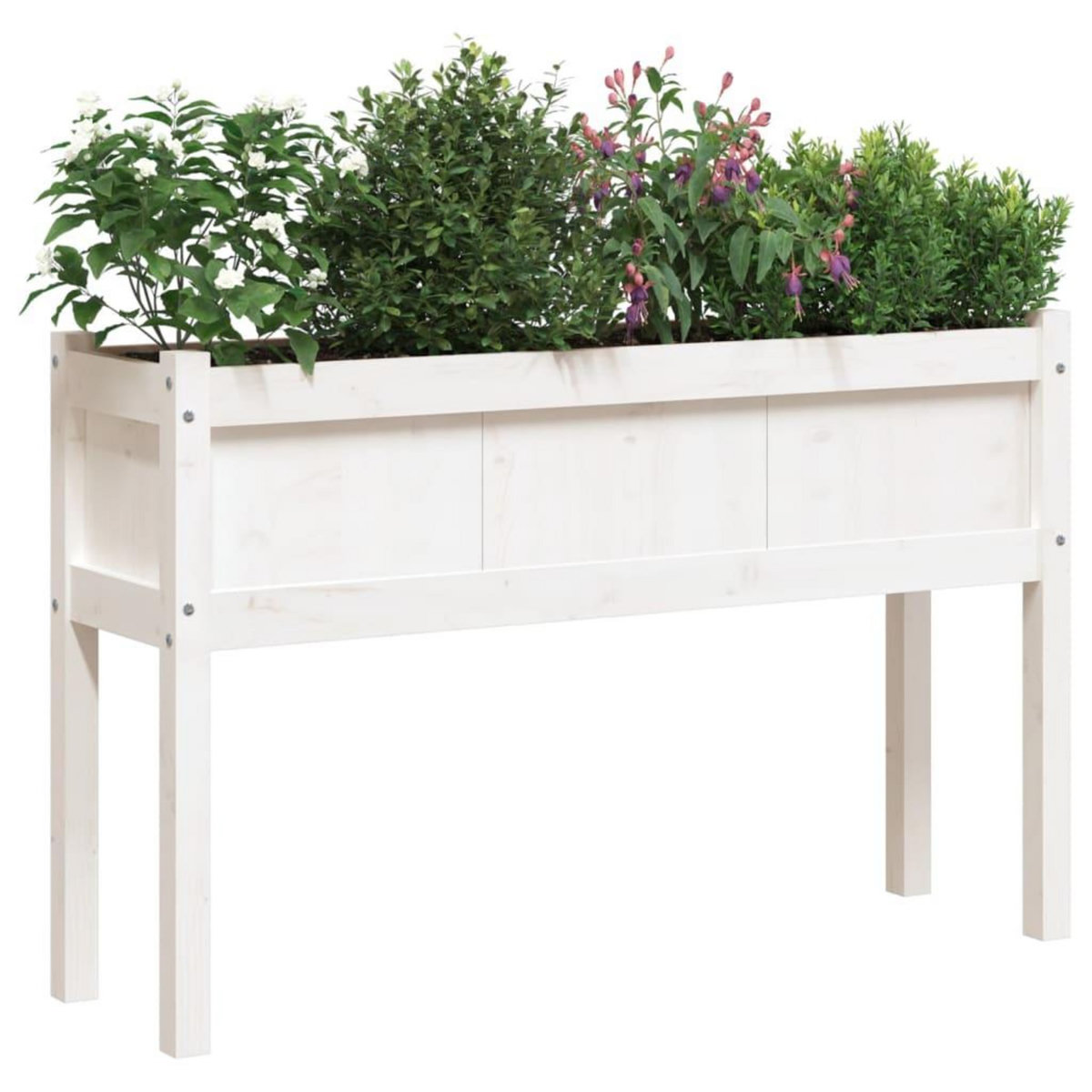 VIDAXL Jardinieres avec pieds blanc 110x31x70 cm bois de pin massif