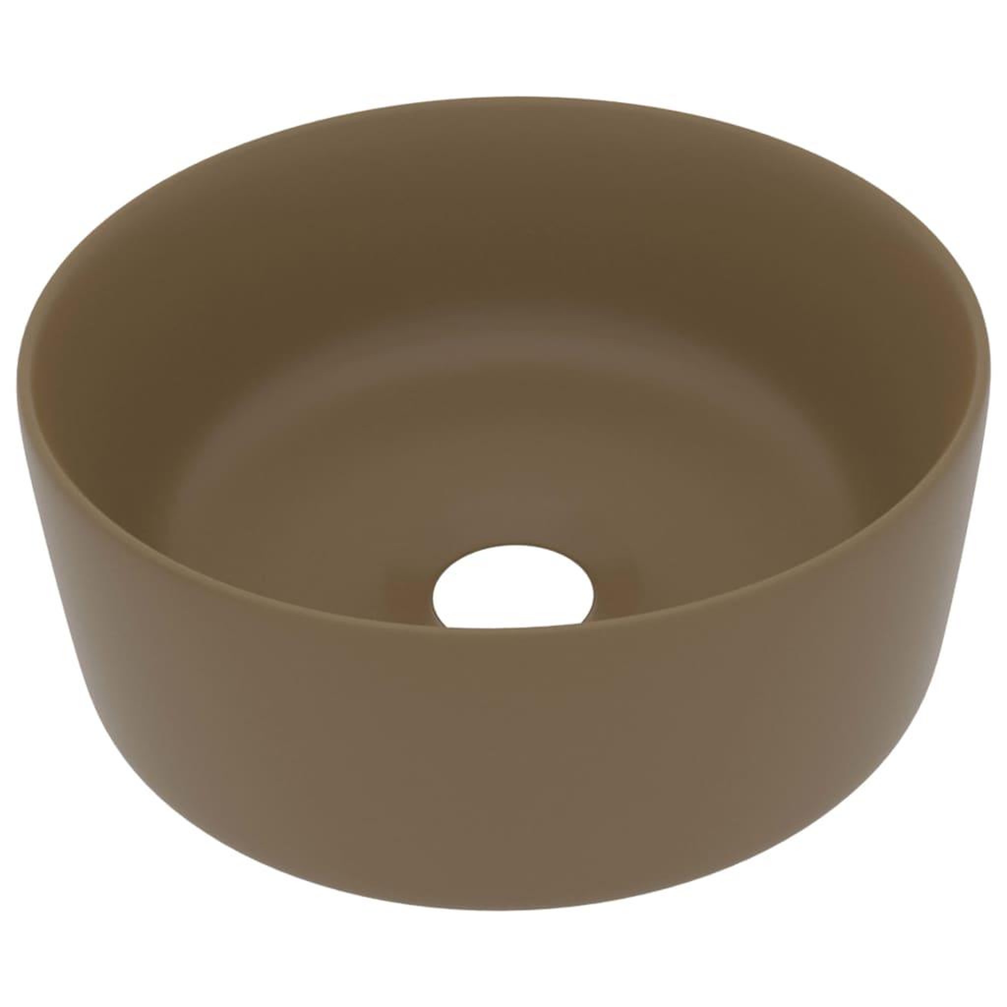 Voir la diapositive 2 : VIDAXL Lavabo rond de luxe Creme mat 40x15 cm Ceramique