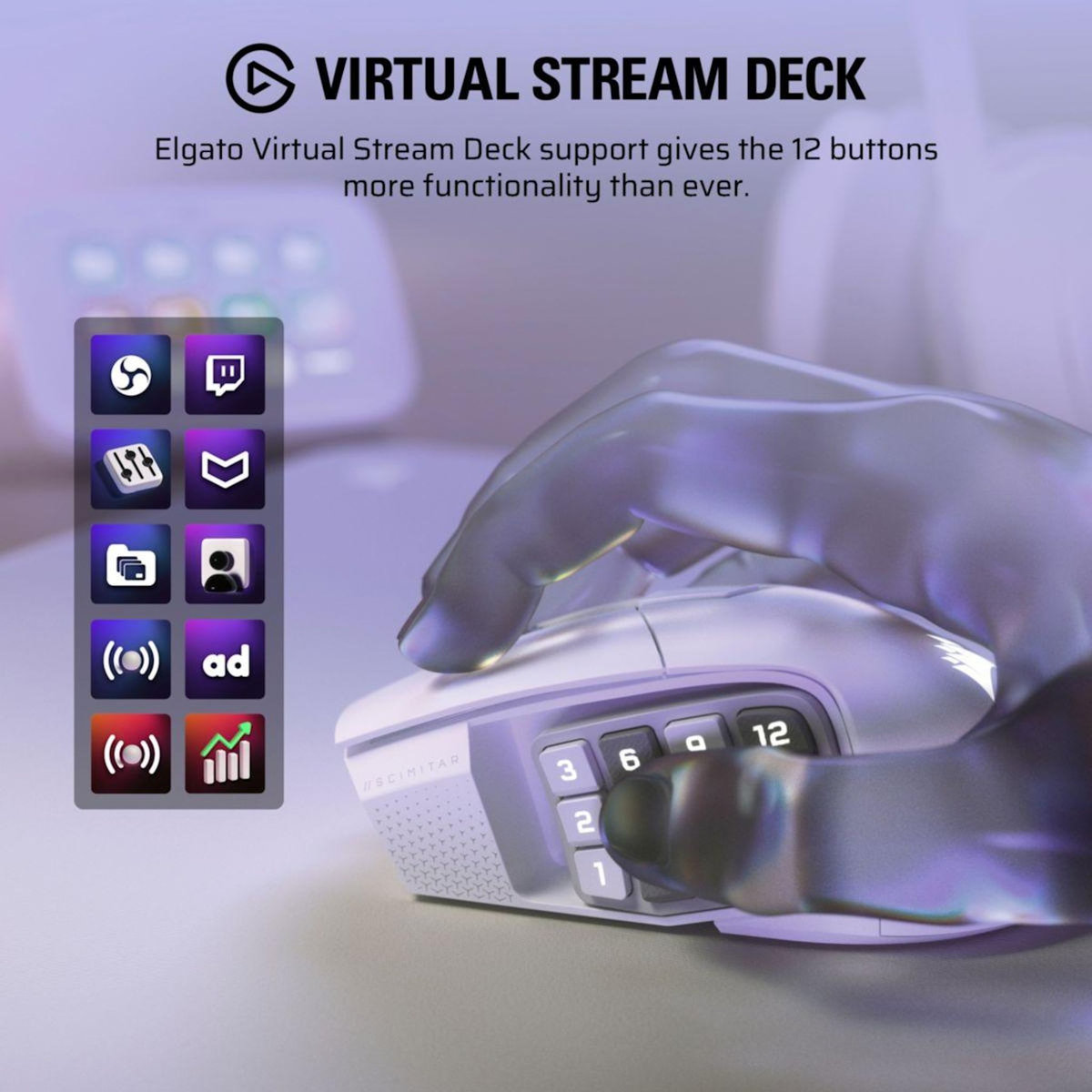 Corsair Souris Gamer Sans Fil SCIMITAR ELITE WL SE  White