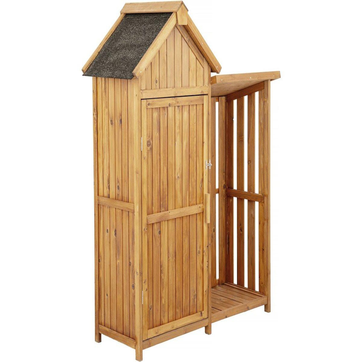Habitat et Jardin Armoire de jardin en bois avec range-bûches  Noé  - 136 x 57 x 170 cm - Marron