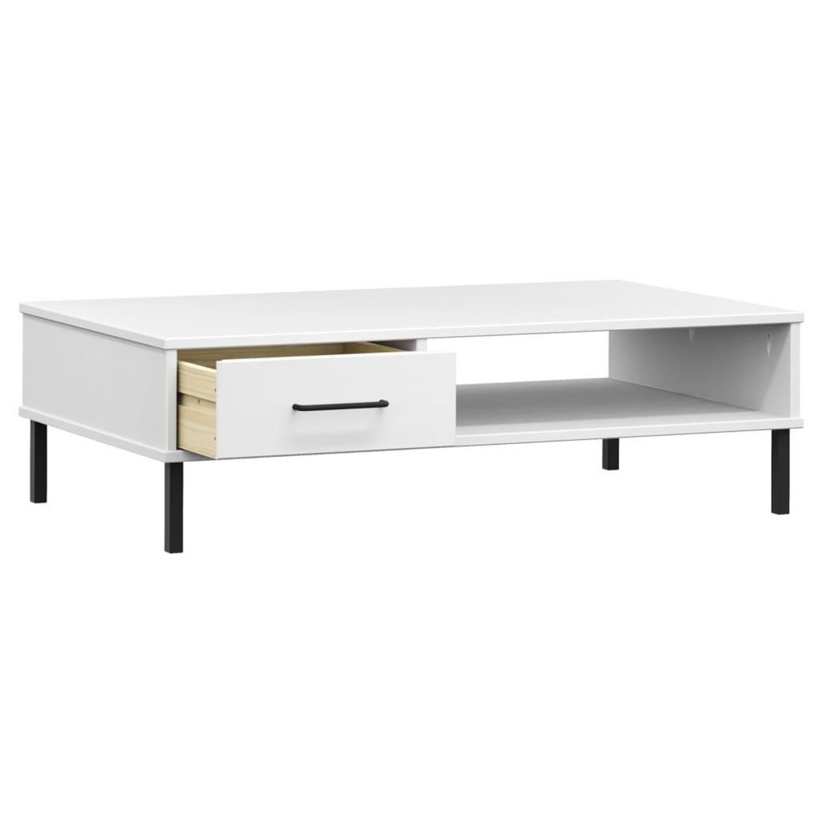 VIDAXL Table basse avec pieds en metal Blanc Bois pin massif OSLO