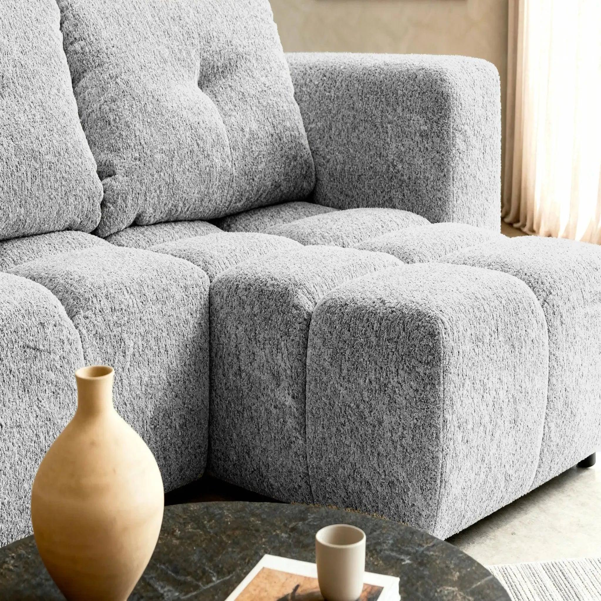 Voir la diapositive 5 : CASANOVA PARIS Romy mini - canapé d'angle convertible tissu chenille 2 places