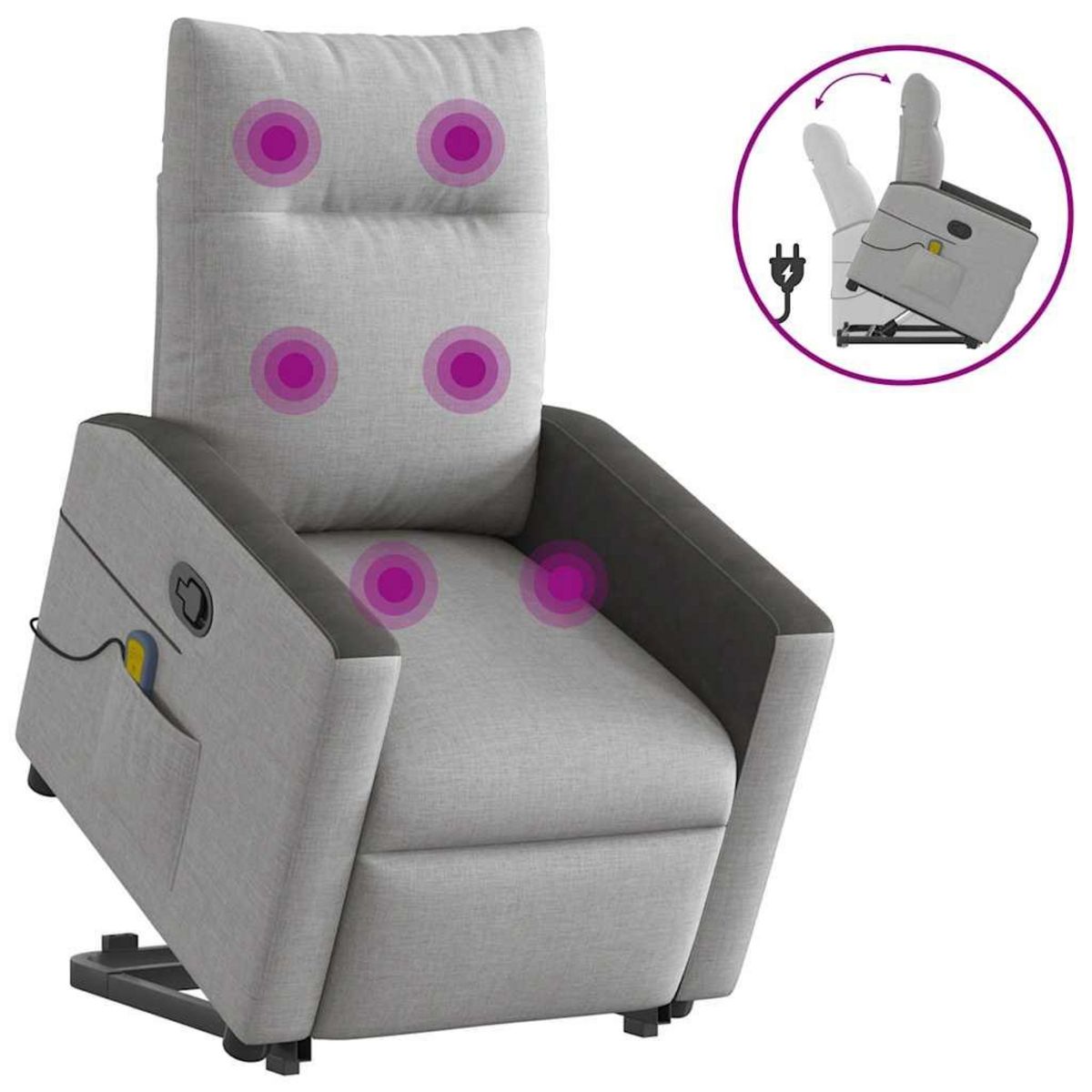 VIDAXL Fauteuil de massage inclinable gris nuage tissu