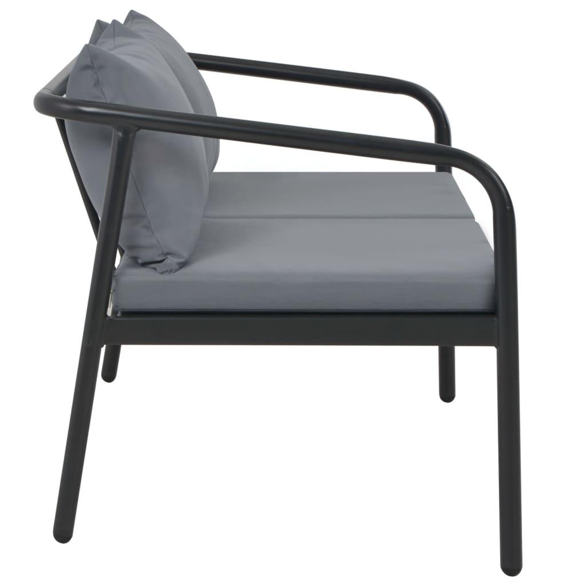 Voir la diapositive 3 : VIDAXL Canape de jardin a 2 places avec coussins Gris Aluminium
