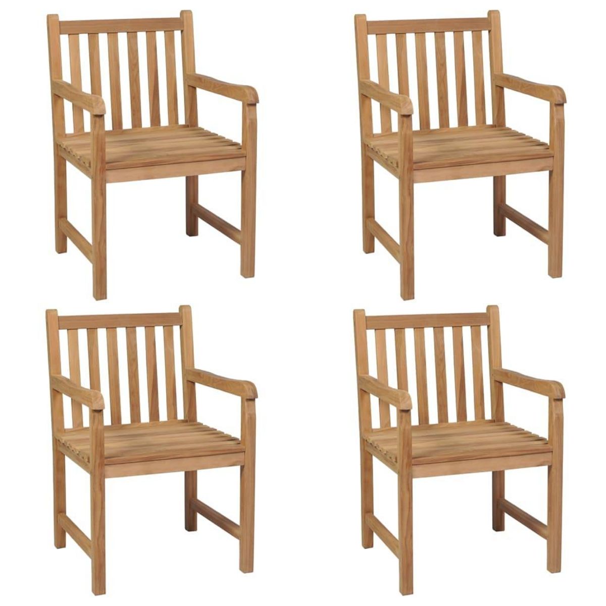 VIDAXL Chaises de jardin lot de 4 et coussins vert Bois de teck solide