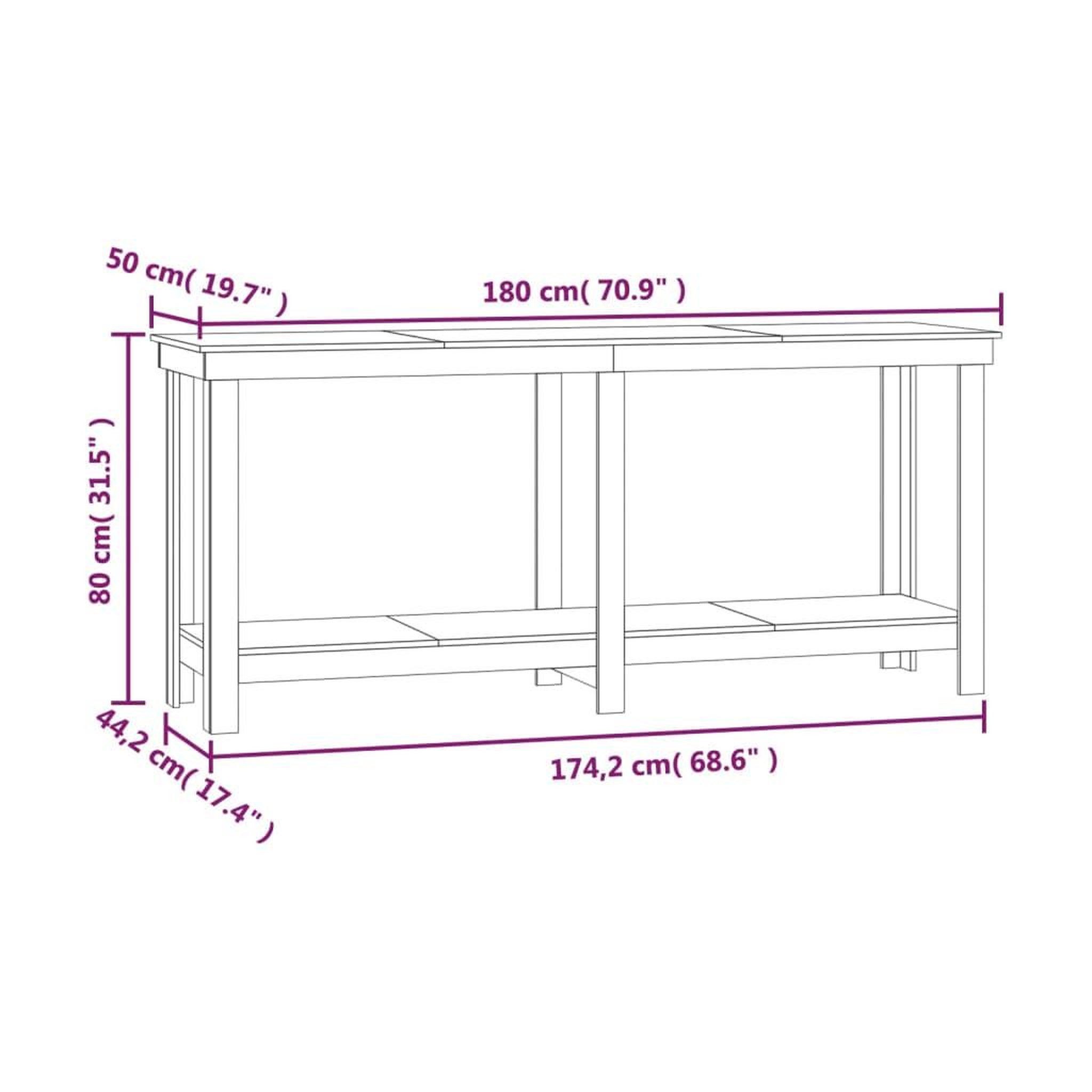 Voir la diapositive 6 : VIDAXL Banc de travail Marron miel 180x50x80 cm Bois de pin massif