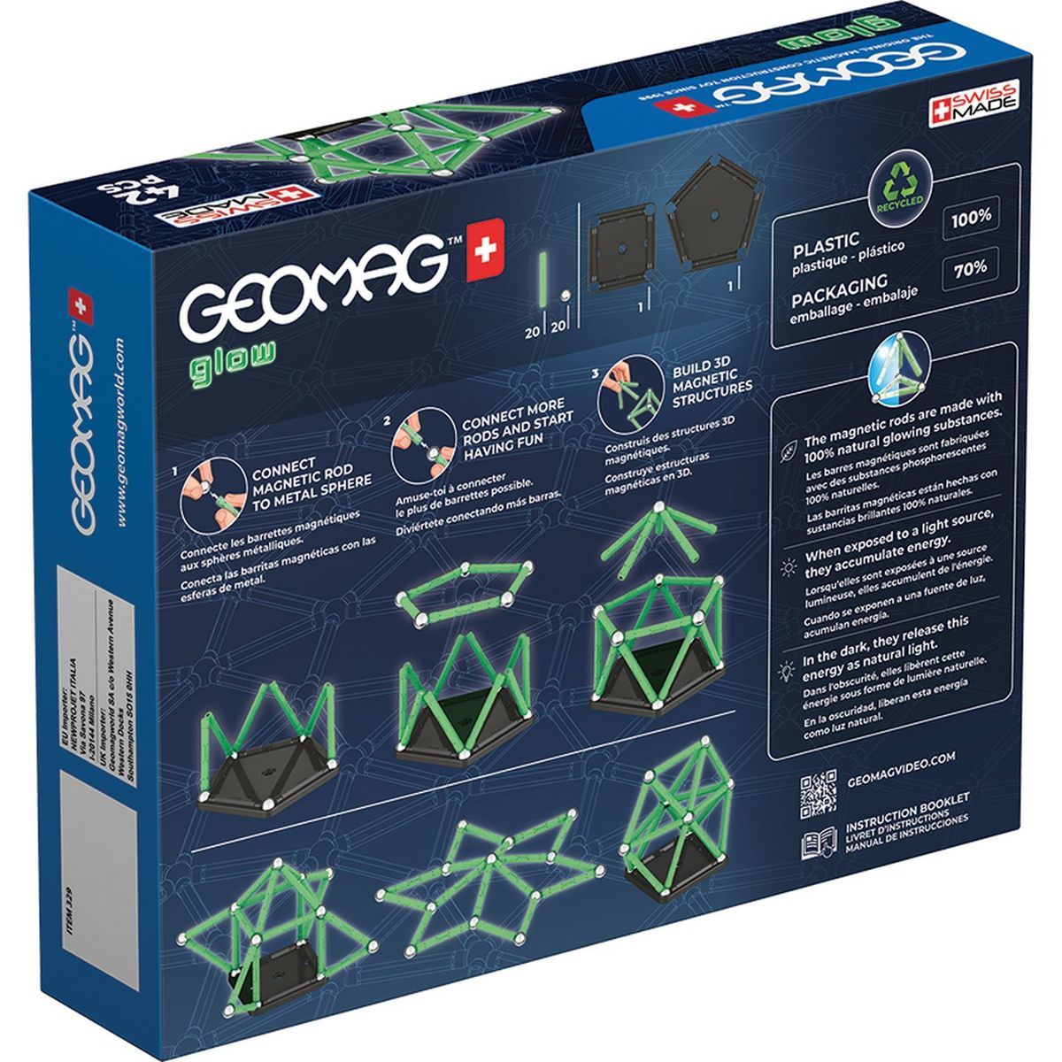 GP TOYS Jeu Geomag - Ecofriendly 42 pcs Glow