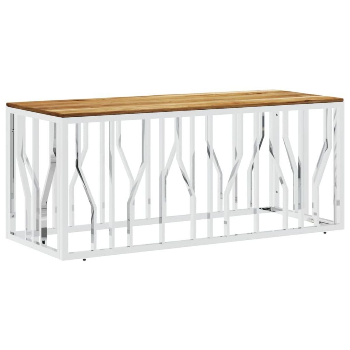 VIDAXL Table basse argente acier inoxydable et bois massif d'acacia
