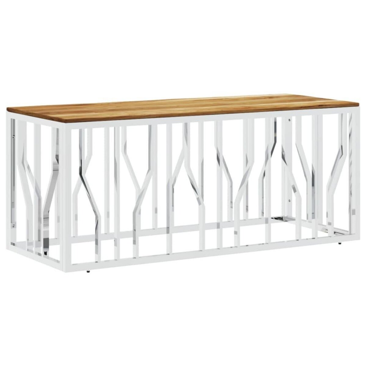 VIDAXL Table basse argente acier inoxydable et bois massif d'acacia