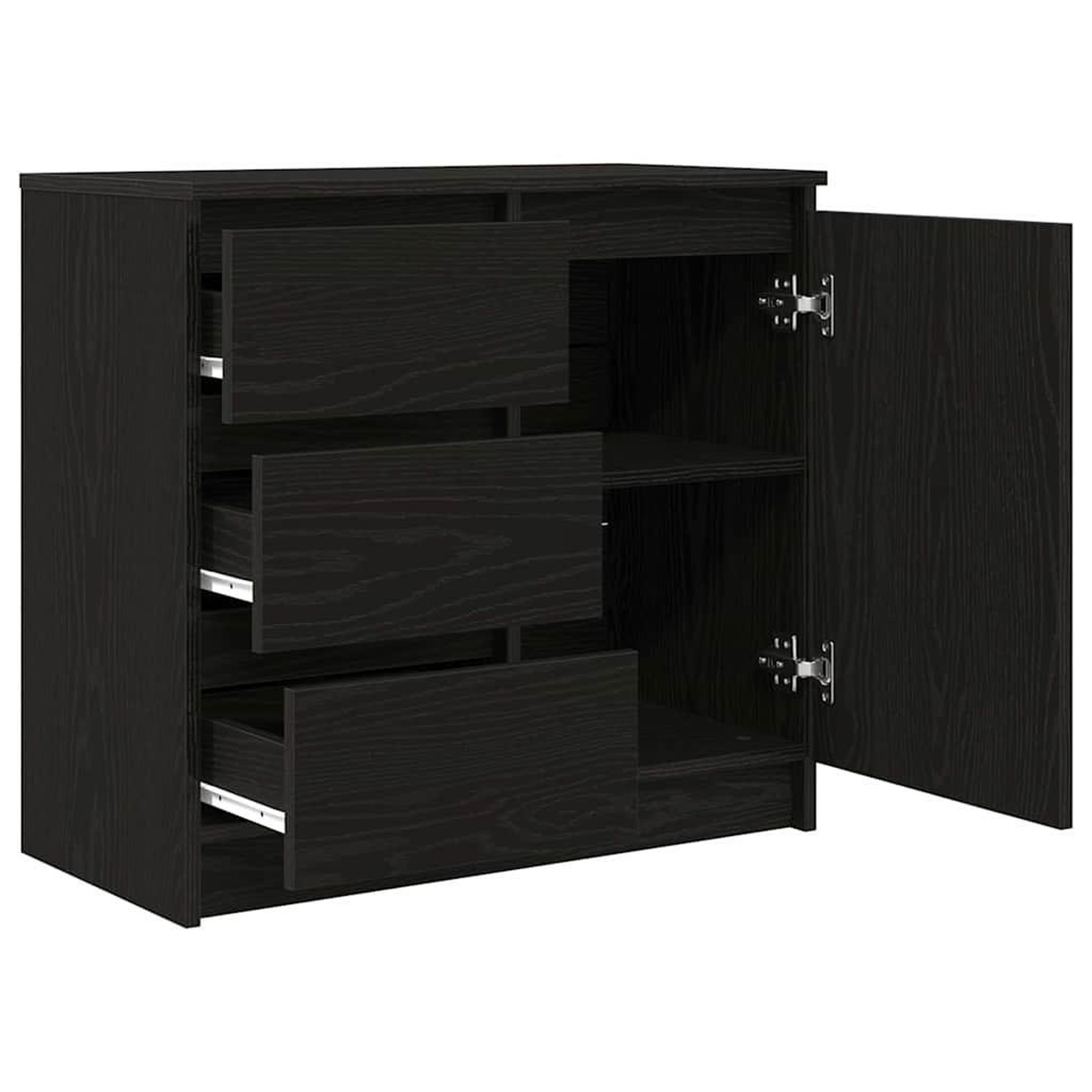 Voir la diapositive 5 : VIDAXL Buffet avec tiroir chene noir 71x35x65 cm bois d'ingenierie