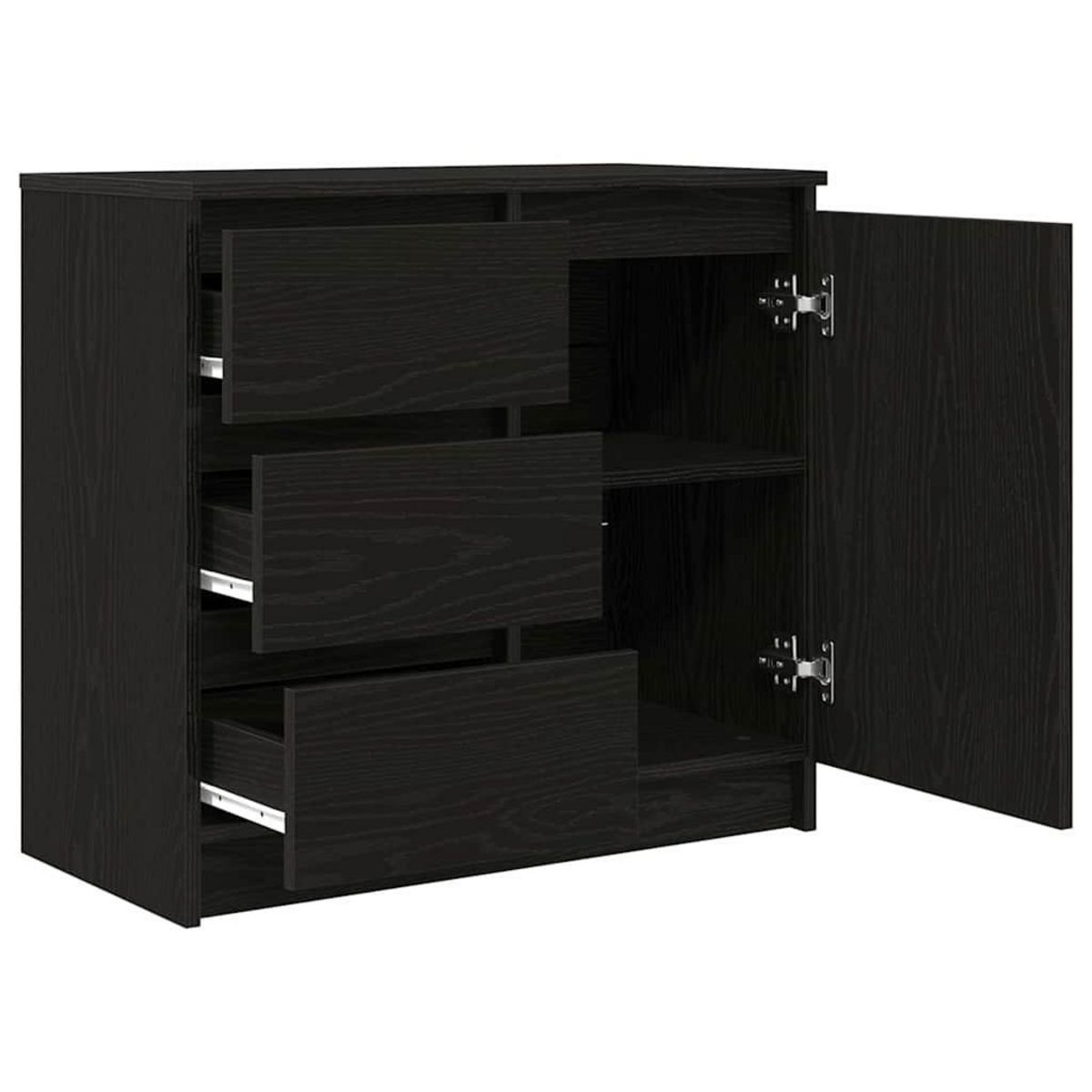 VIDAXL Buffet avec tiroir chene noir 71x35x65 cm bois d'ingenierie