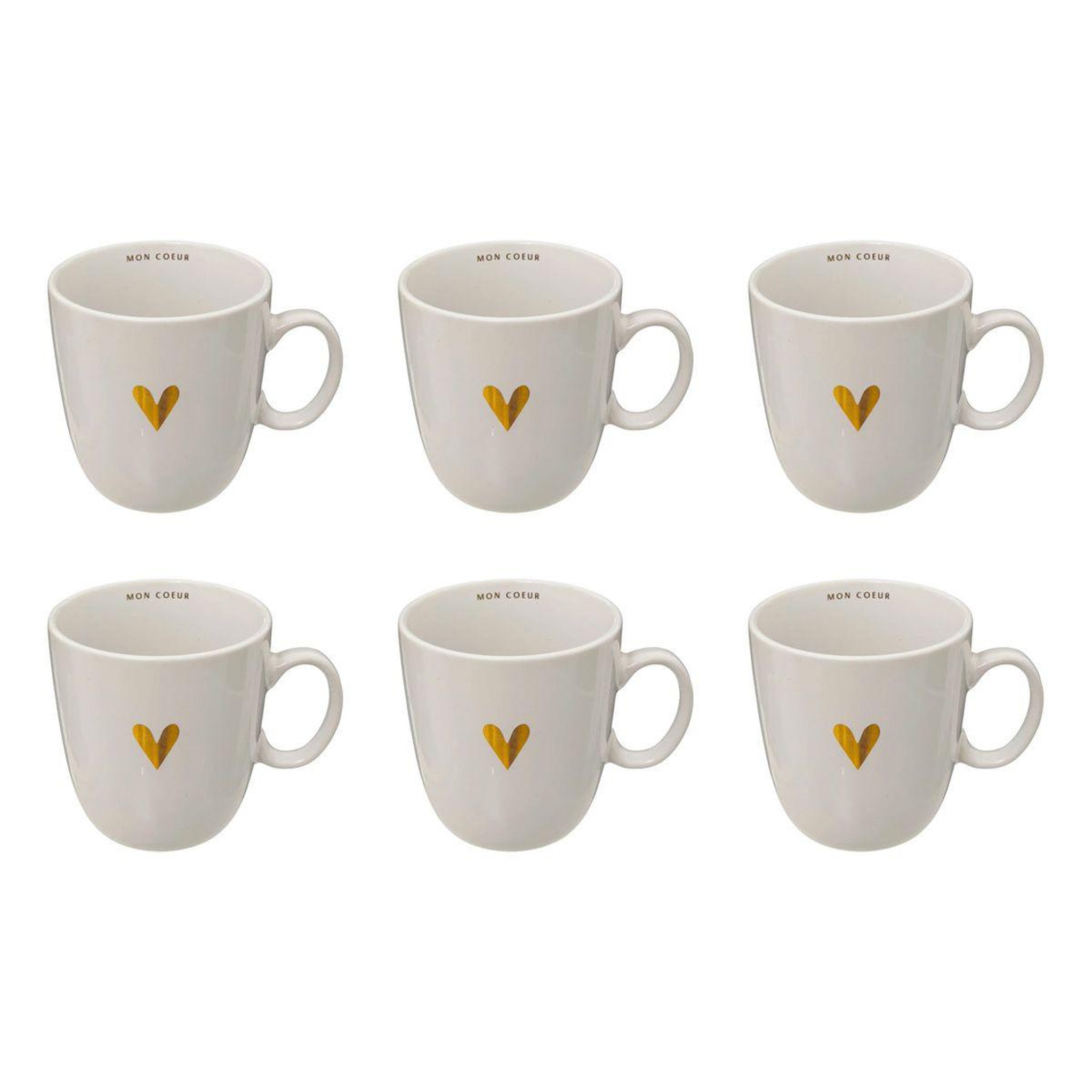 SECRET DE GOURMET Lot de 6 mugs en céramique  the floral  30cl blanc