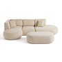 Voir la diapositive 5 : LISA DESIGN Santorini - canapé modulable d'angle gauche + pouf - 5 places - en tissu texturé