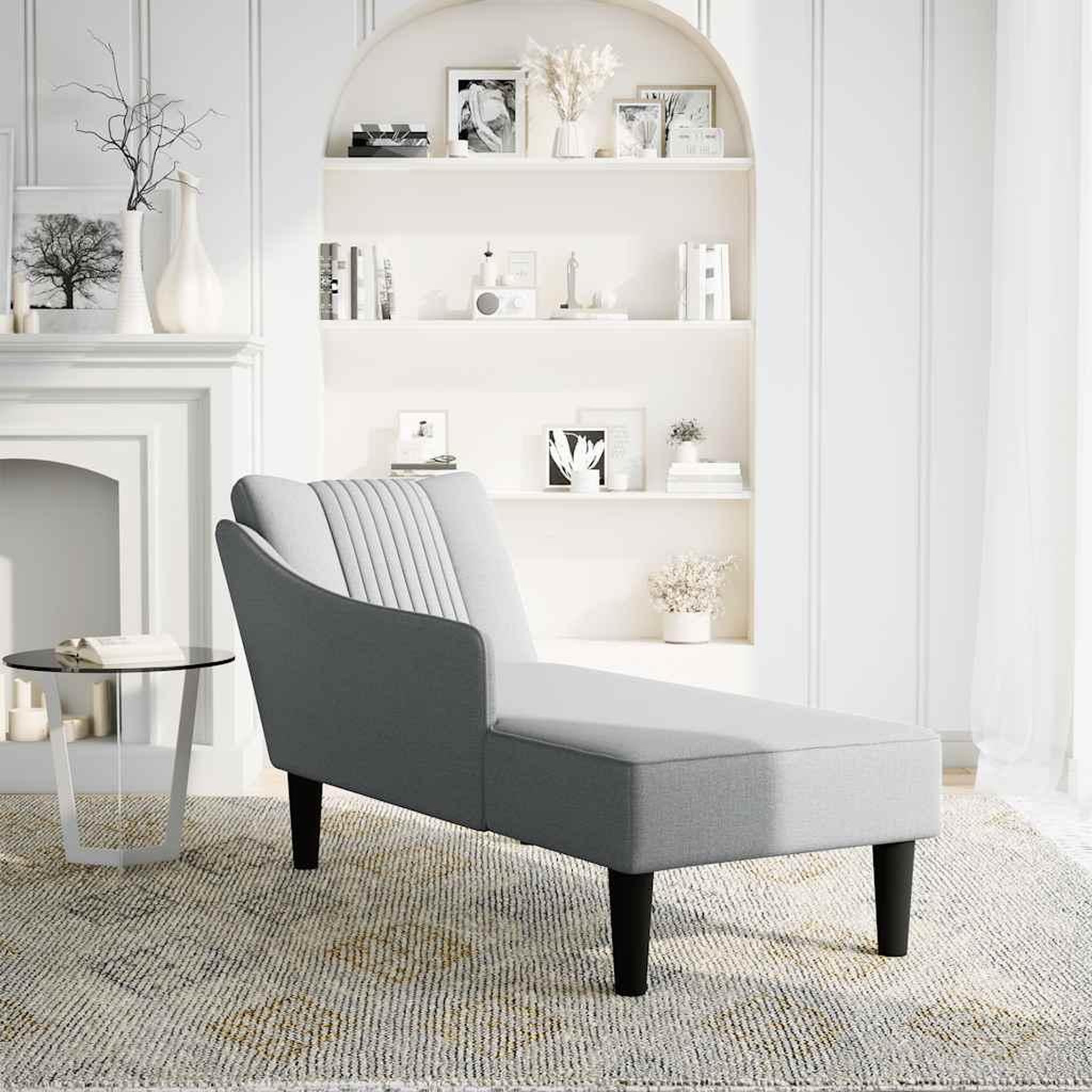 Voir la diapositive 2 : VIDAXL Fauteuil long avec accoudoir droit gris clair tissu