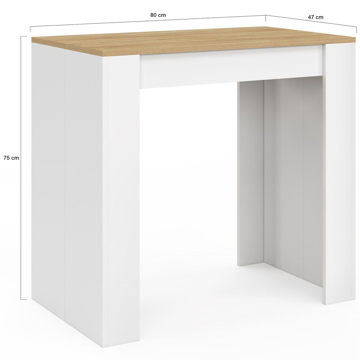 ID MARKET Table console extensible ORLANDO 6 personnes 140 cm bois blanc et façon hêtre