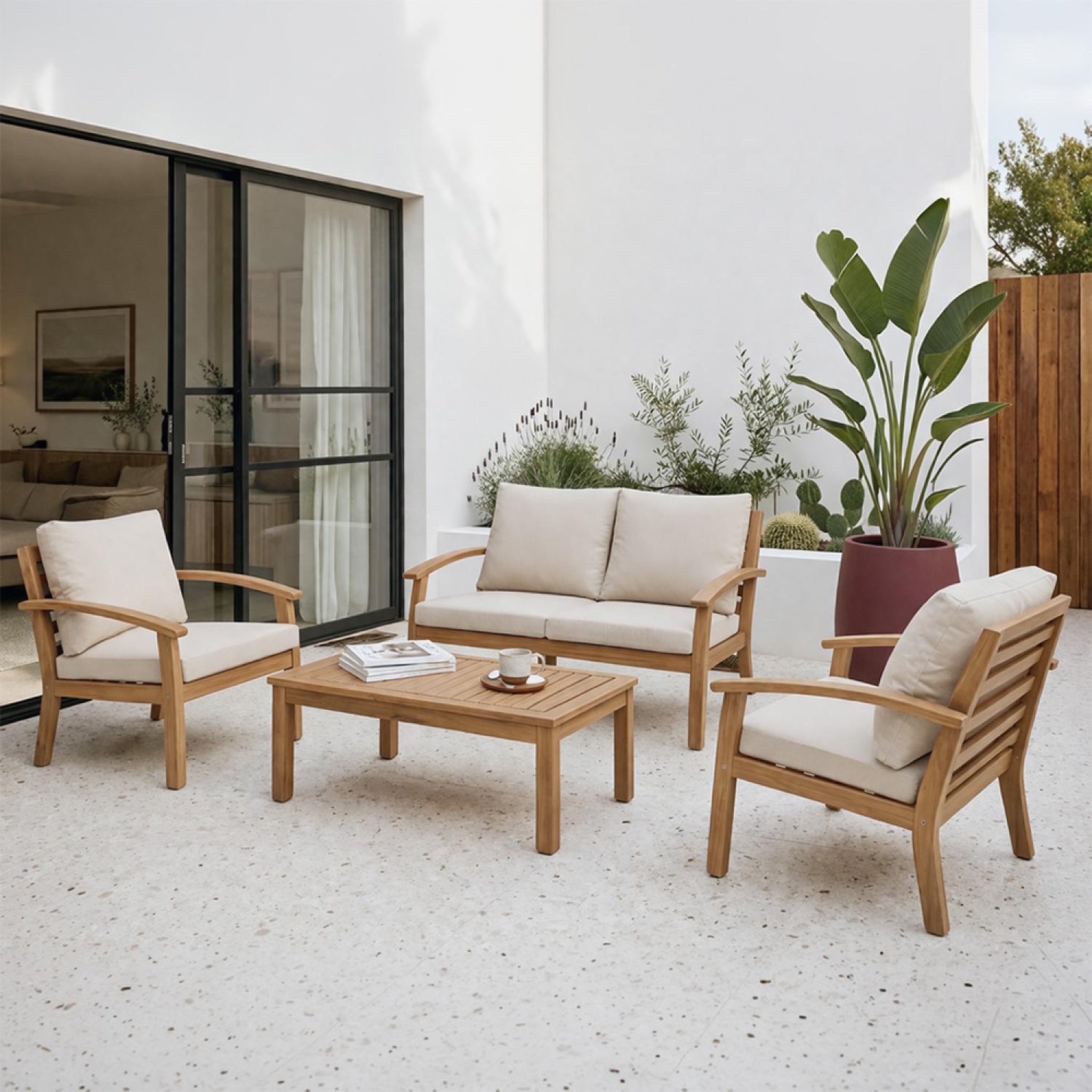 Voir la diapositive 2 : CONCEPT USINE Salon de jardin 4 places en acacia yala