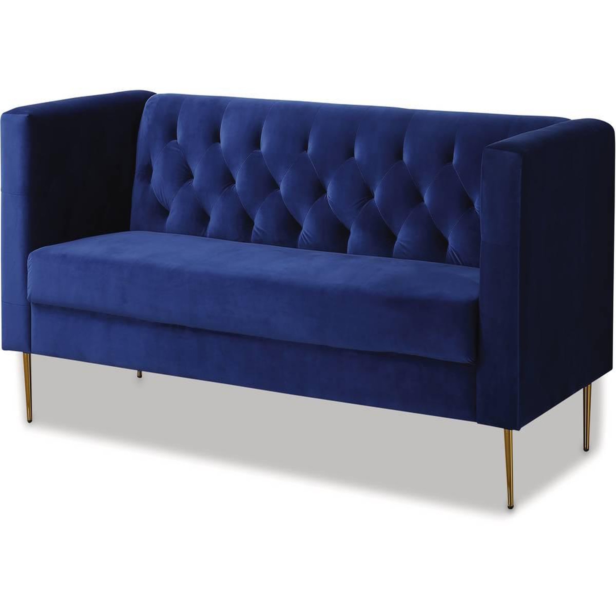 Habitat et Jardin Canapé fixe en velours  bruce  - 196 x 76 x 82 cm - 3 places - bleu foncé