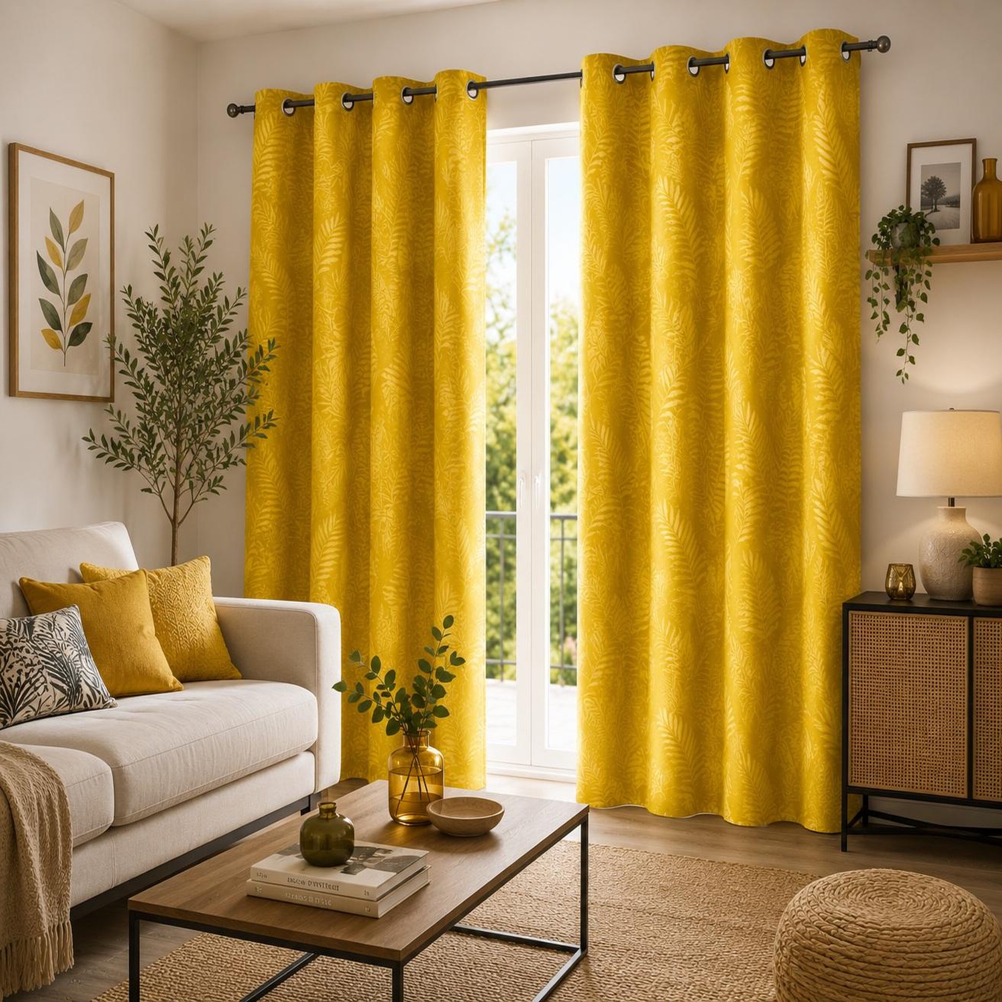 Voir la diapositive 3 : Eden Rideau a oeillets 140x240cm tropicaline jaune
