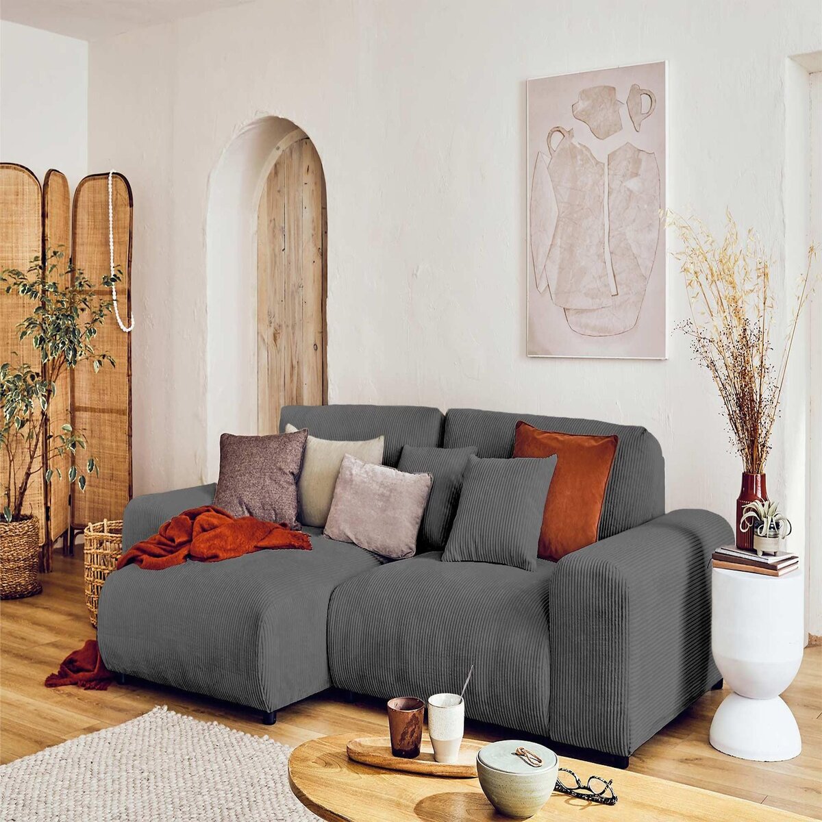 LISA DESIGN Garance - canapé d'angle réversible - 4 places - en velours côtelé