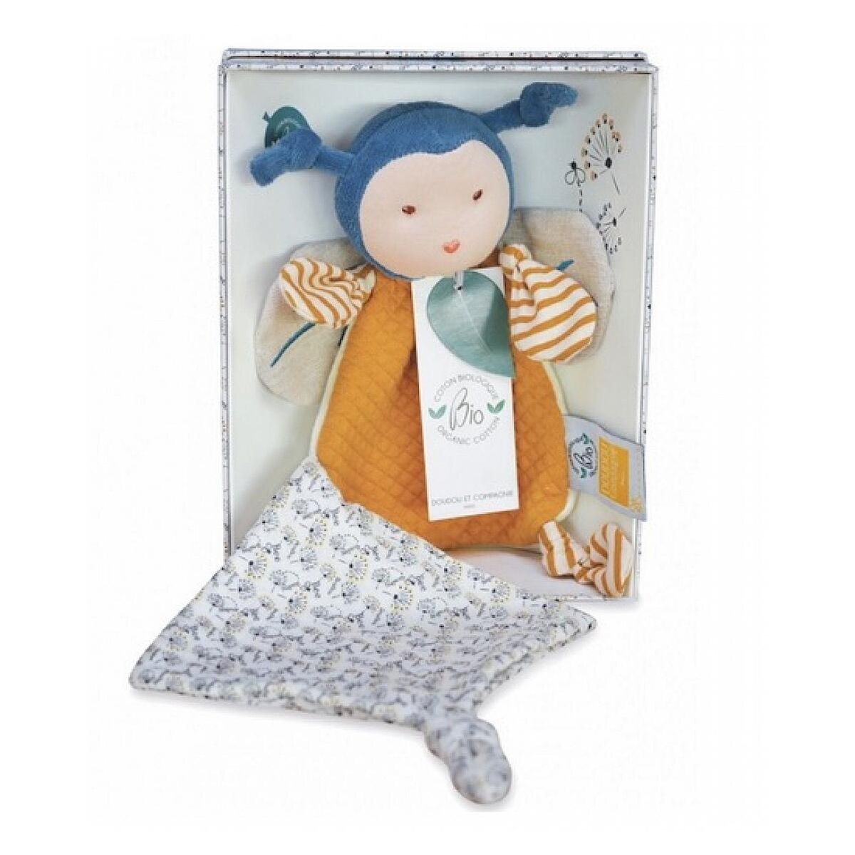 DOUDOU ET COMPAGNIE Doudou Cie POLLEN L'ABEILLE BIO Pantin attache sucette