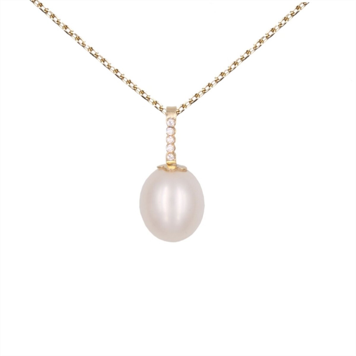 L'ATELIER D'AZUR Collier - Pendentif Perle Or Jaune Pavé de Zirconiums - Femme