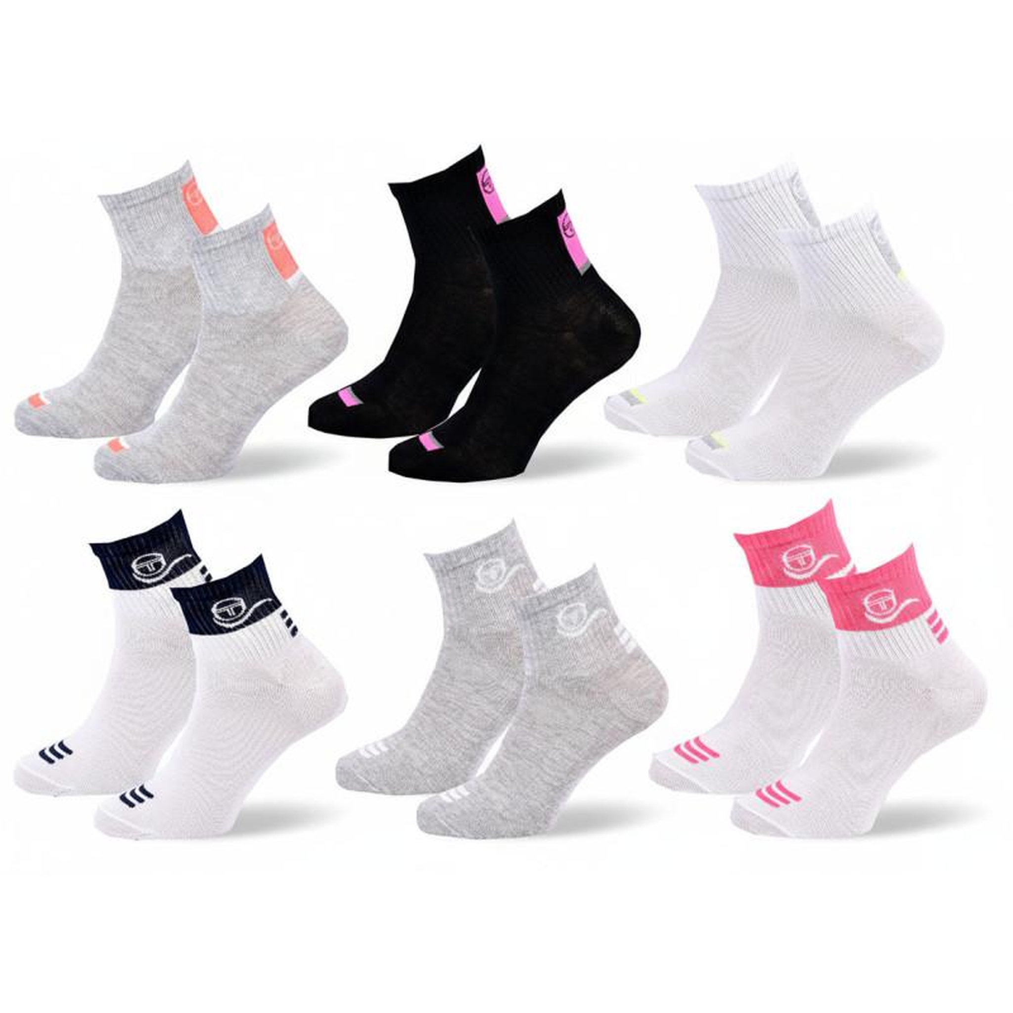 Voir la diapositive 1 : SERGIO TACCHINI Sergio Tacchini Pack Chaussettes courtes Fille Quarter – Lot de 6