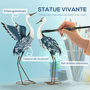 Voir la diapositive 5 : OUTSUNNY Lot de 2 statues de jardin hérons H. 74/70 cm acier bleu blanc