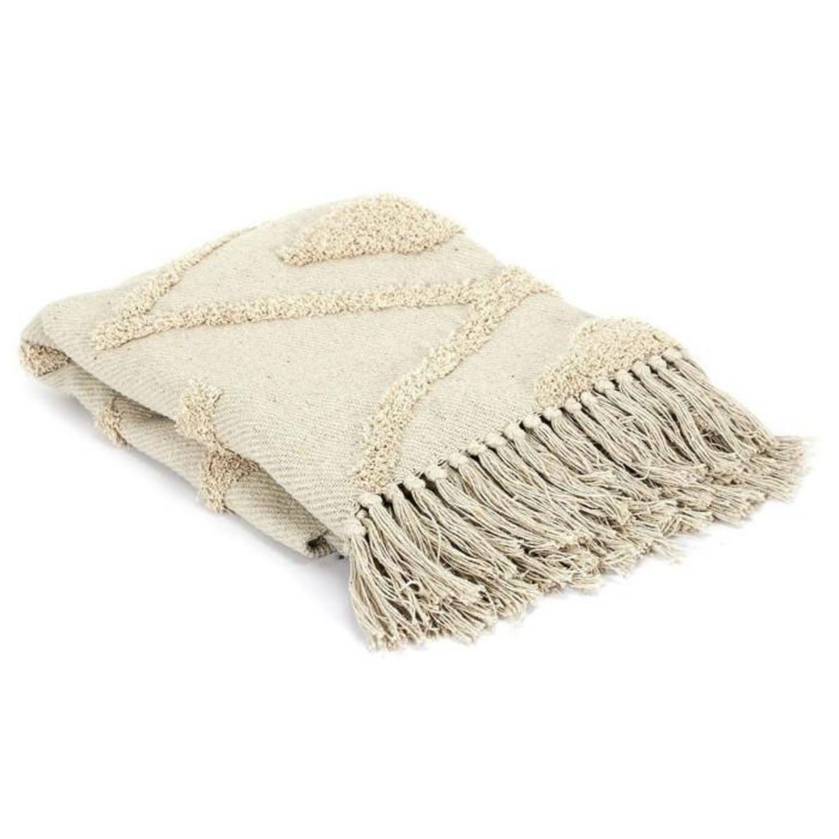 Paris Prix Plaid Ethnique  Relief Losange  120x150cm Écru