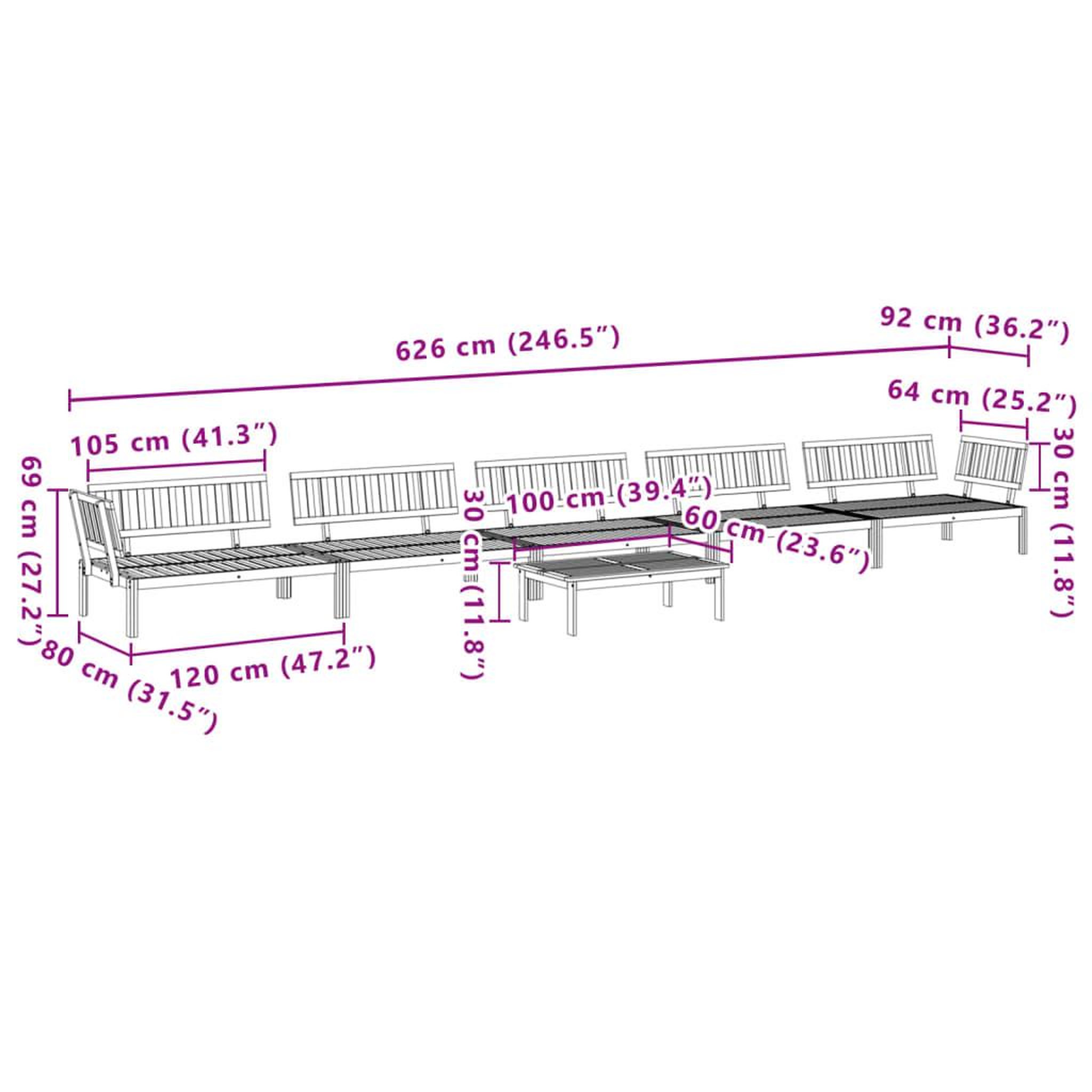 Voir la diapositive 6 : VIDAXL Salon palette de jardin 6 pcs bois d'acacia massif