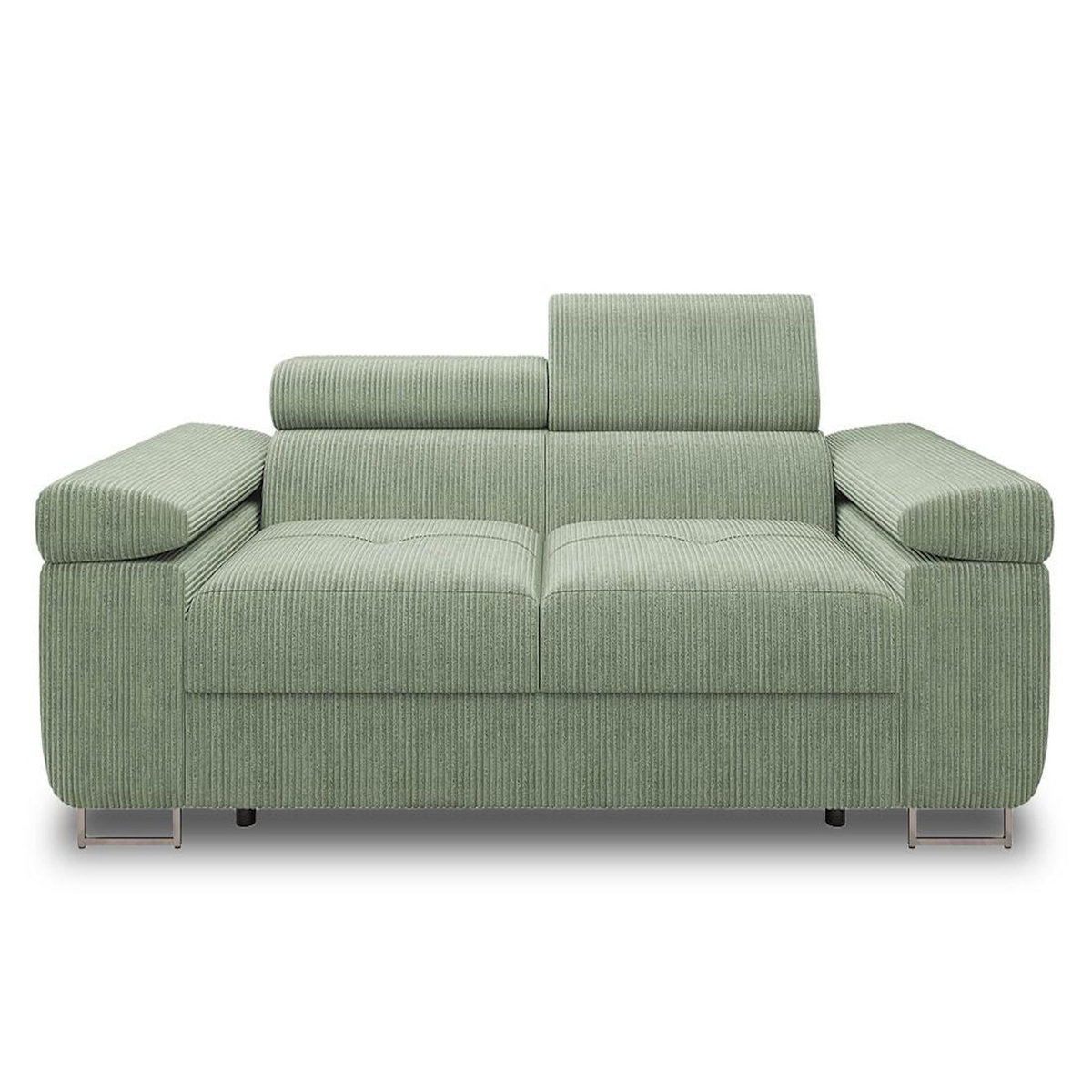 BEST MOBILIER Pablo - canapé droit 2 places avec têtières ajustables - en velours côtelé