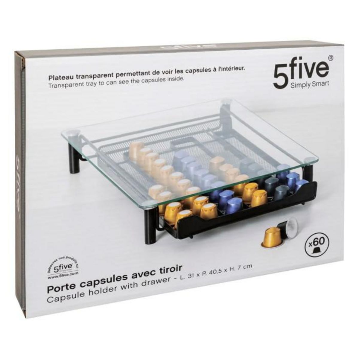 FIVE Porte 60 Capsules  Tiroir  40cm Noir