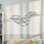 Voir la diapositive 2 : HOMCOM Décoration murale métal doré et bleu - Déco murale poissons - 100 x 50 cm
