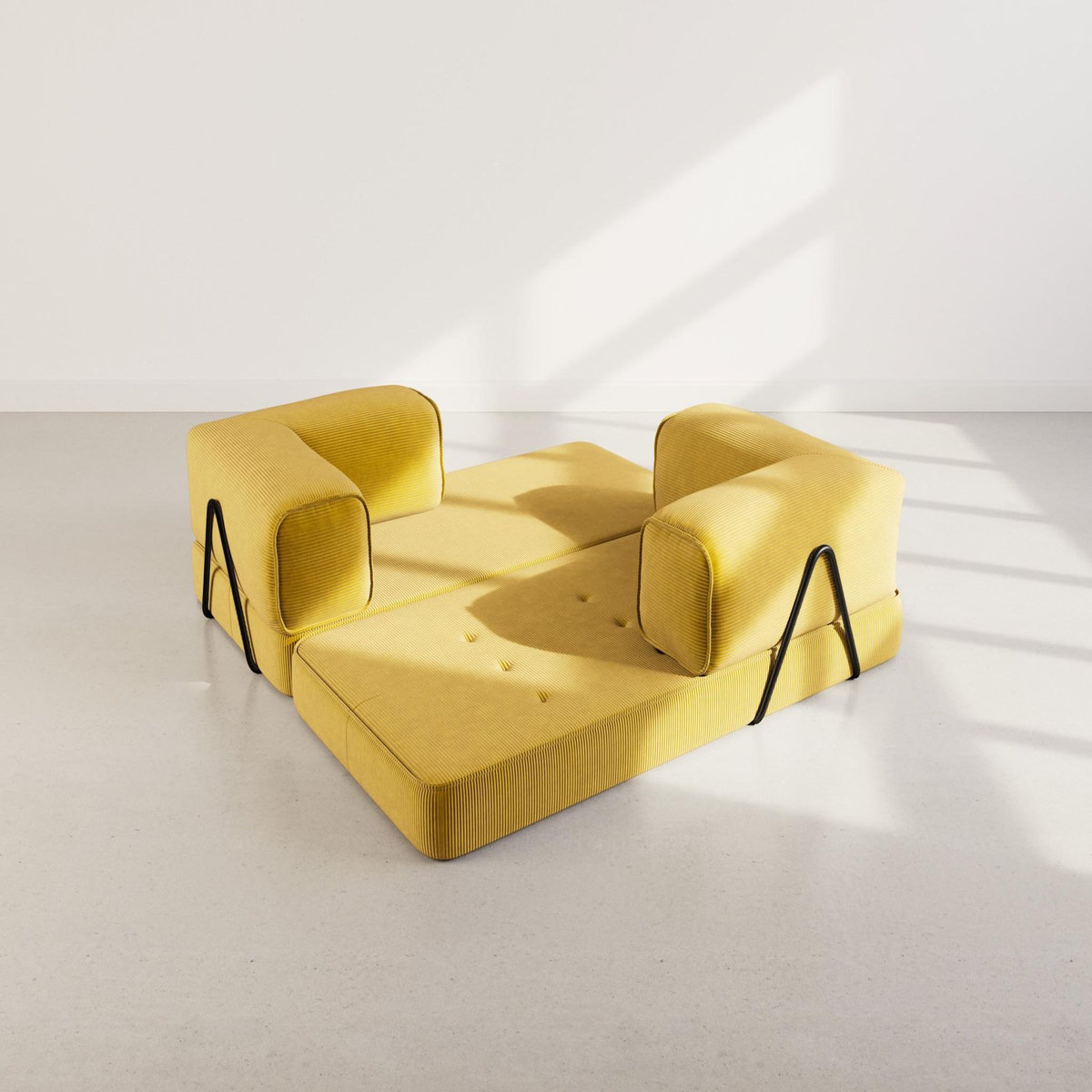 LISA DESIGN Poppy - canapé 3 places convertible en velours côtelé