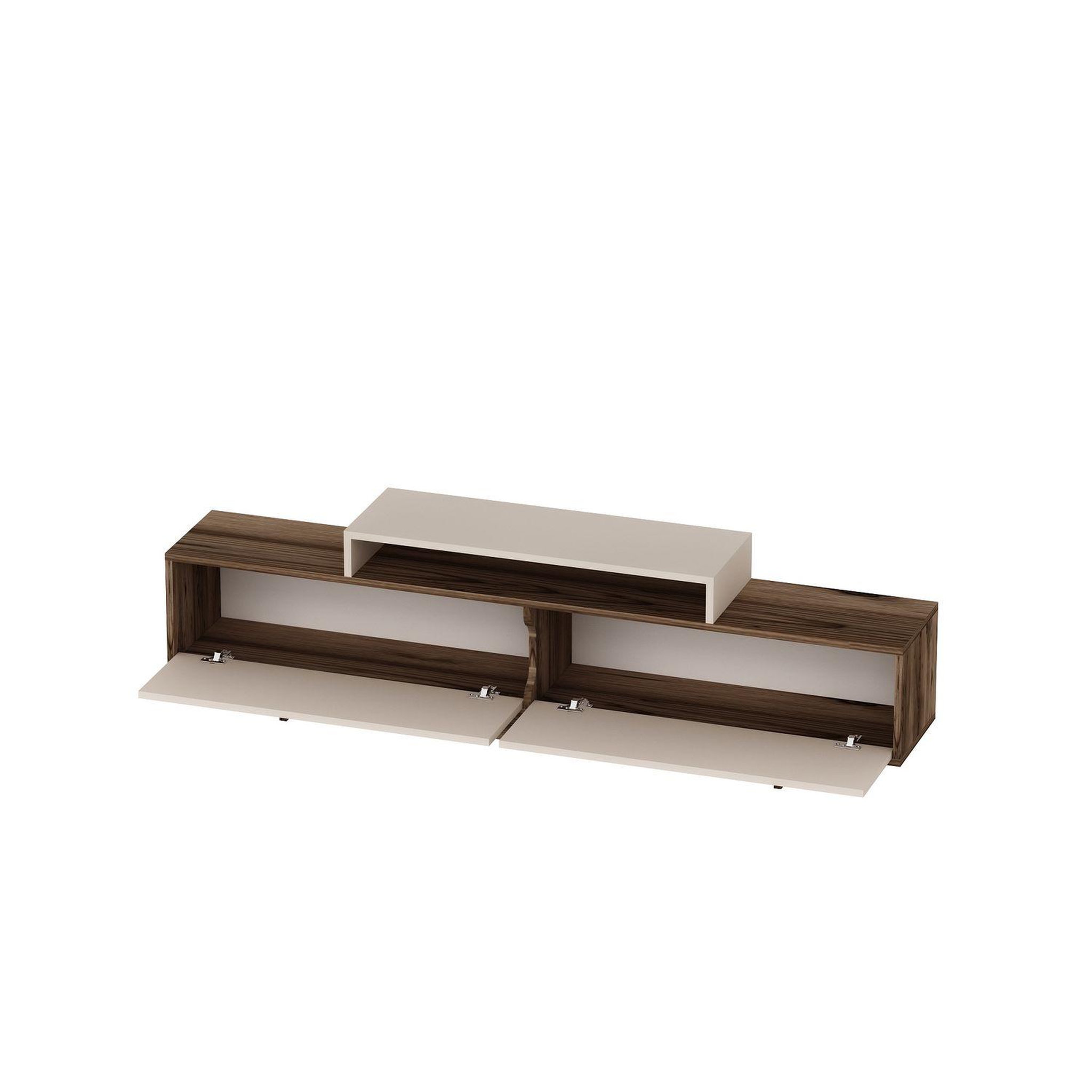 Voir la diapositive 4 : TOILINUX Meuble tv 2 portes basculantes et 1 niche noeline - beige