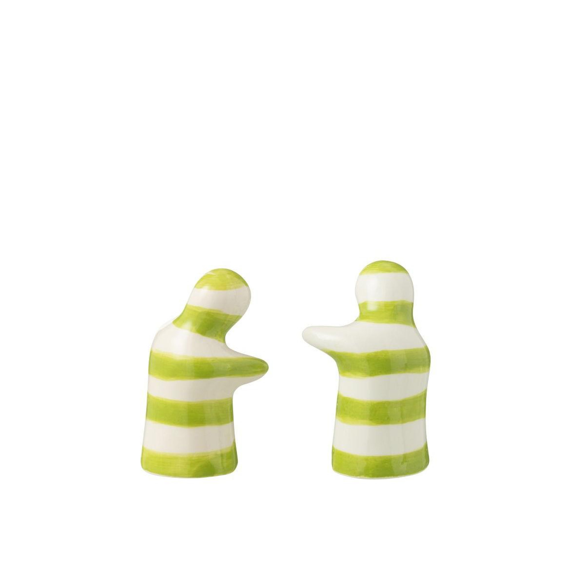 Voir la diapositive 3 : J-LINE Salière & poivrière en céramique  granada rayure  8cm vert