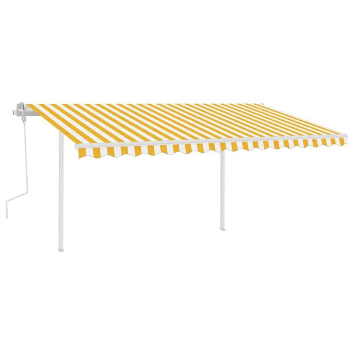VIDAXL Auvent manuel retractable avec LED 4x3 m Jaune et blanc