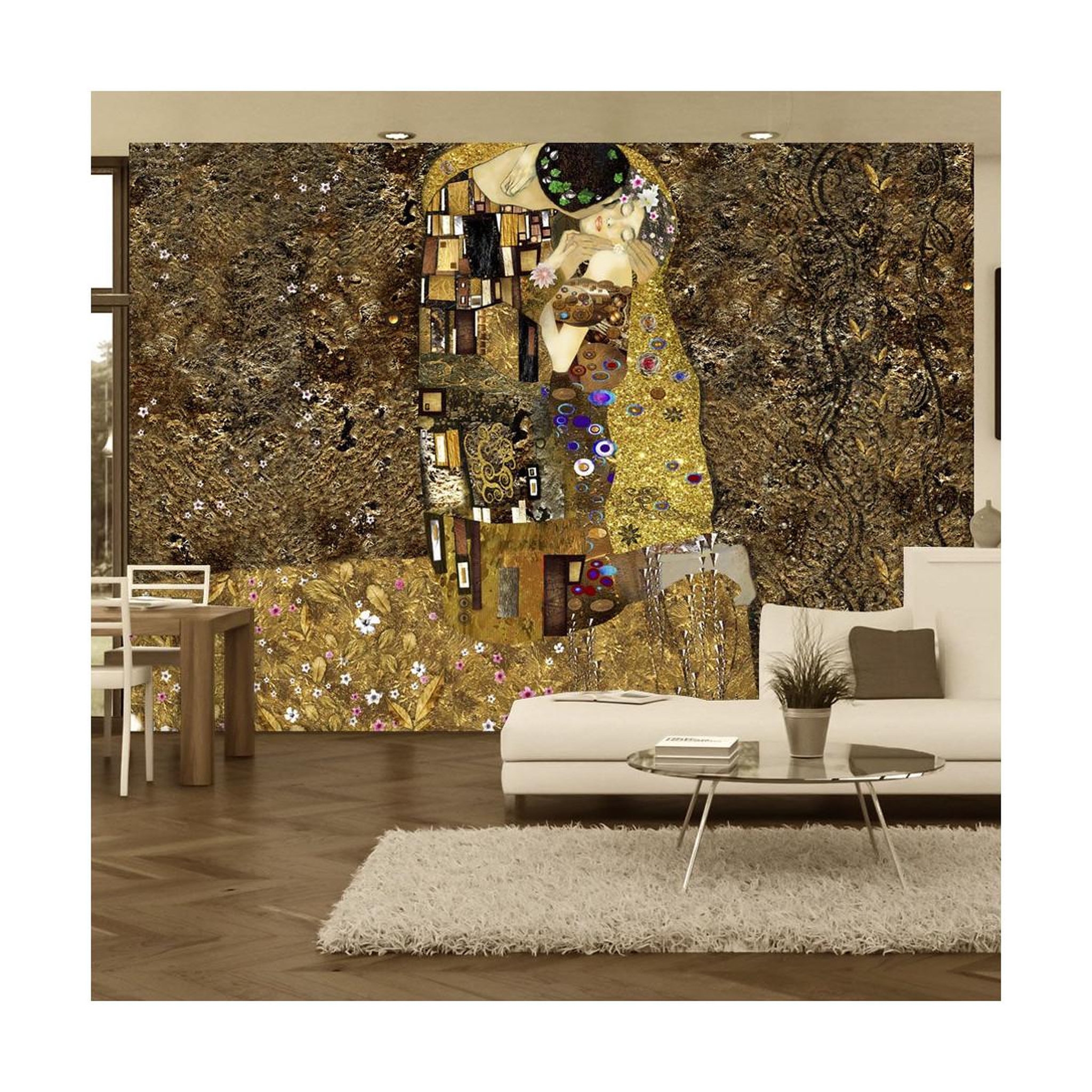 Paris Prix Papier peint  klimt inspiration golden kiss. Coloris disponibles : Multicolore