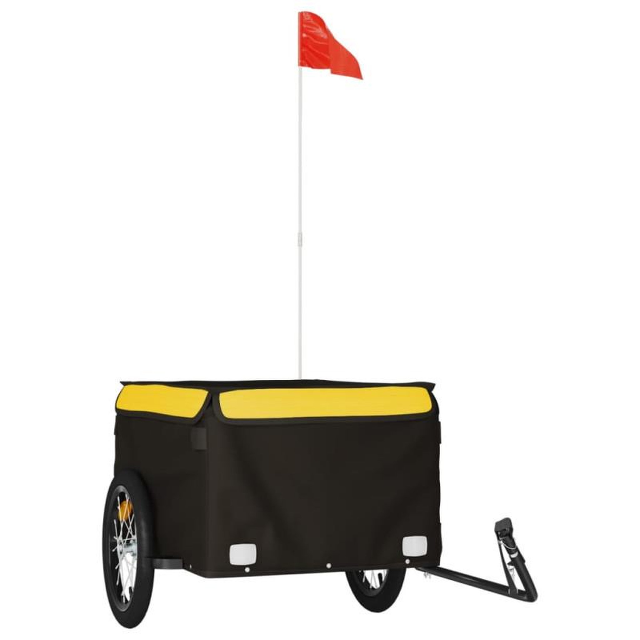 Voir la diapositive 2 : VIDAXL Remorque de vélo noir et jaune 45 kg fer