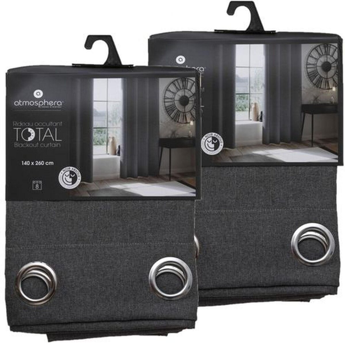 TOILINUX Lot de 2 Rideaux de salon occultants