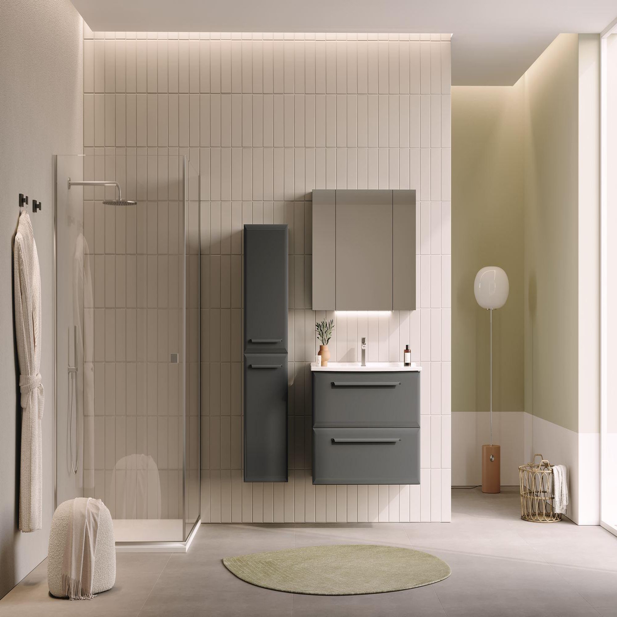 Voir la diapositive 3 : Habitat et Jardin Meuble Salle de Bain avec Miroir  Nuvola 100 v2  - 97 x 16 x 66 cm - Anthracite
