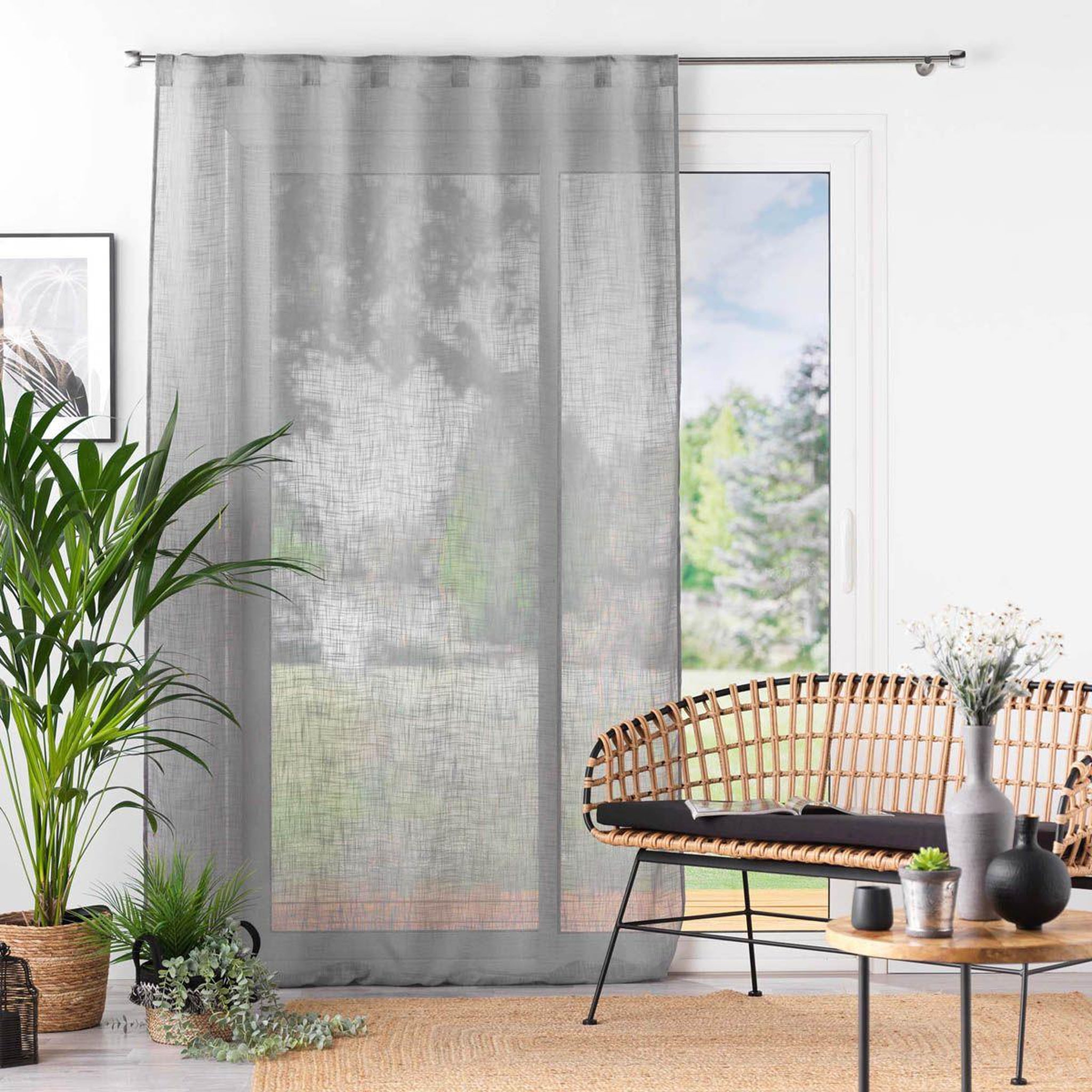 Voir la diapositive 4 : Douceur d'Intérieur Rideau voilage à passants  haltona  140x240cm gris