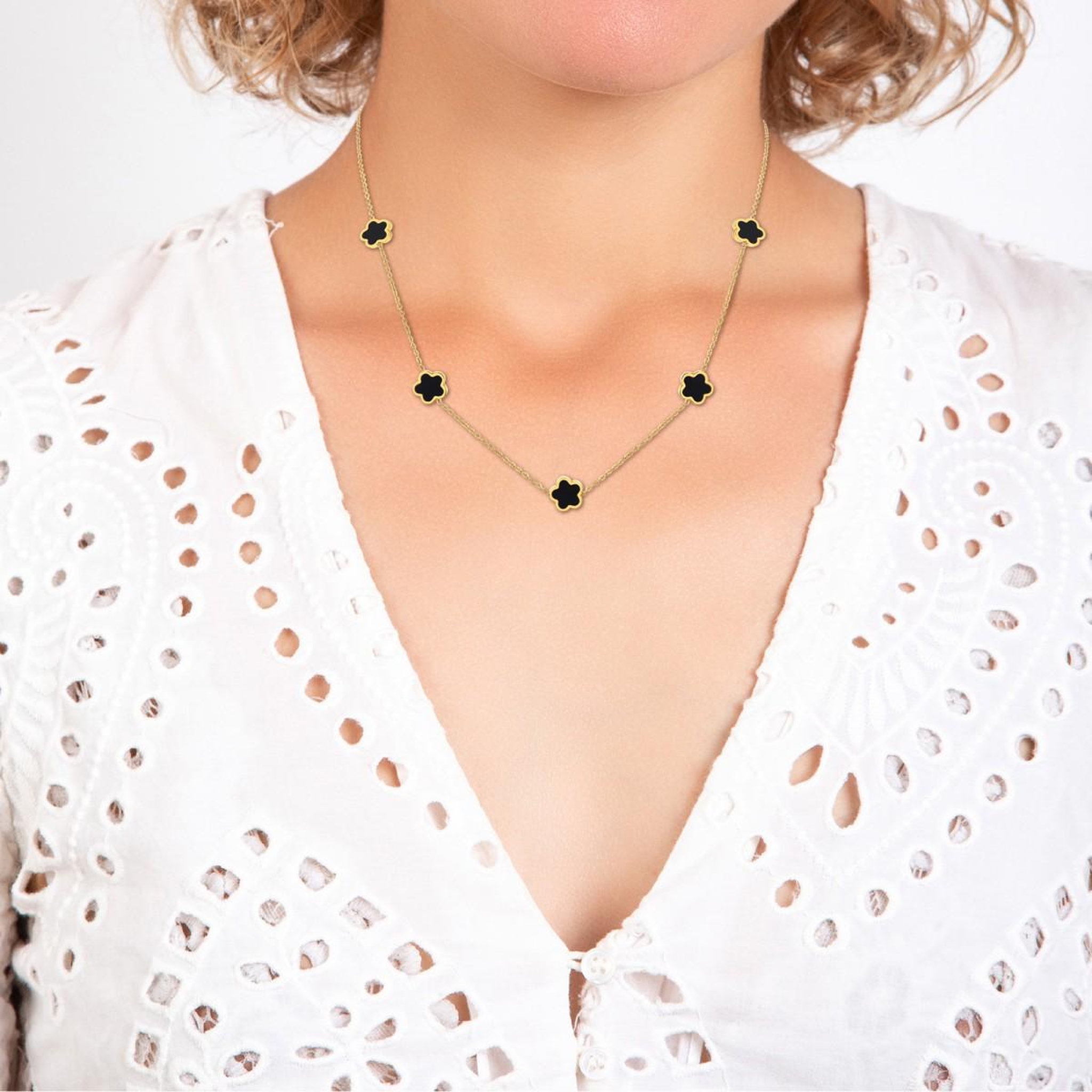 Voir la diapositive 2 : SC BOHEME Collier fleurs par SC Bohème en acier inoxydable
