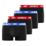 UMBRO Lot de 4 Boxers coton homme uni ceinture colorées. Coloris disponibles : Noir