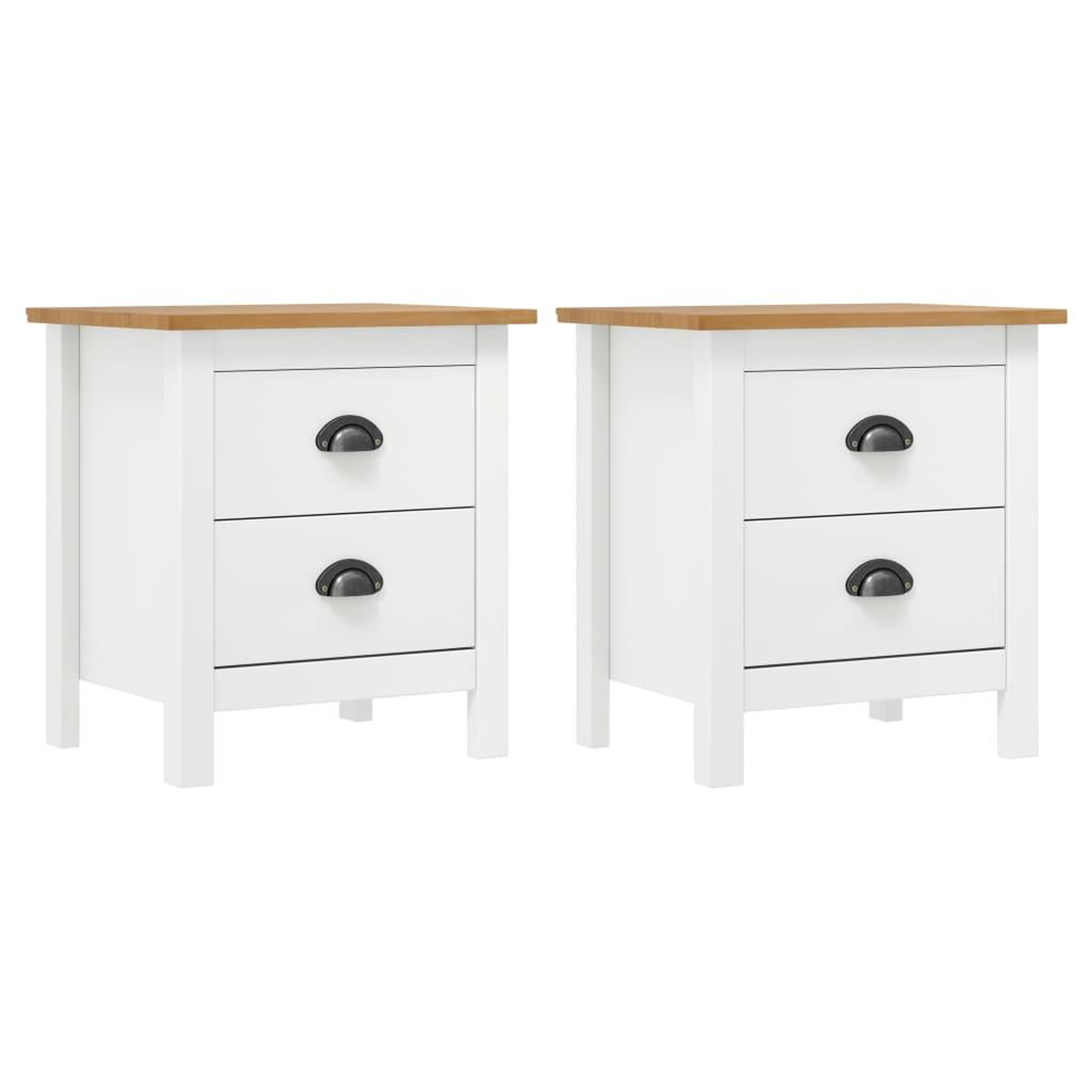Voir la diapositive 1 : VIDAXL Tables de chevet Hill 2 pcs Blanc 46x35x49,5 cm Bois pin solide