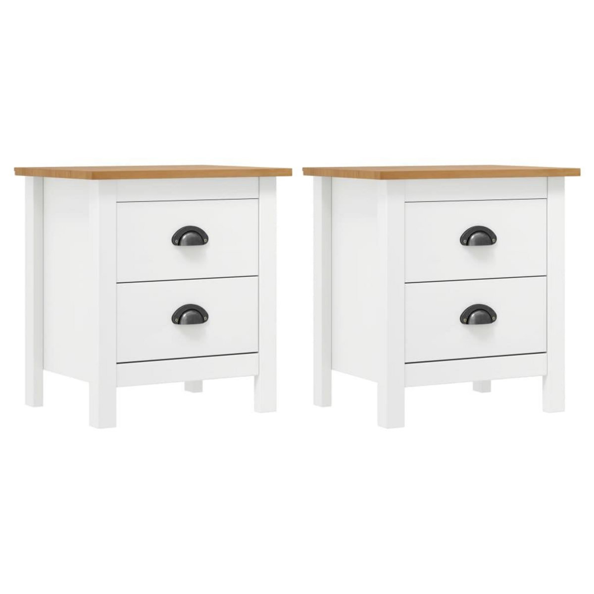 VIDAXL Tables de chevet Hill 2 pcs Blanc 46x35x49,5 cm Bois pin solide
